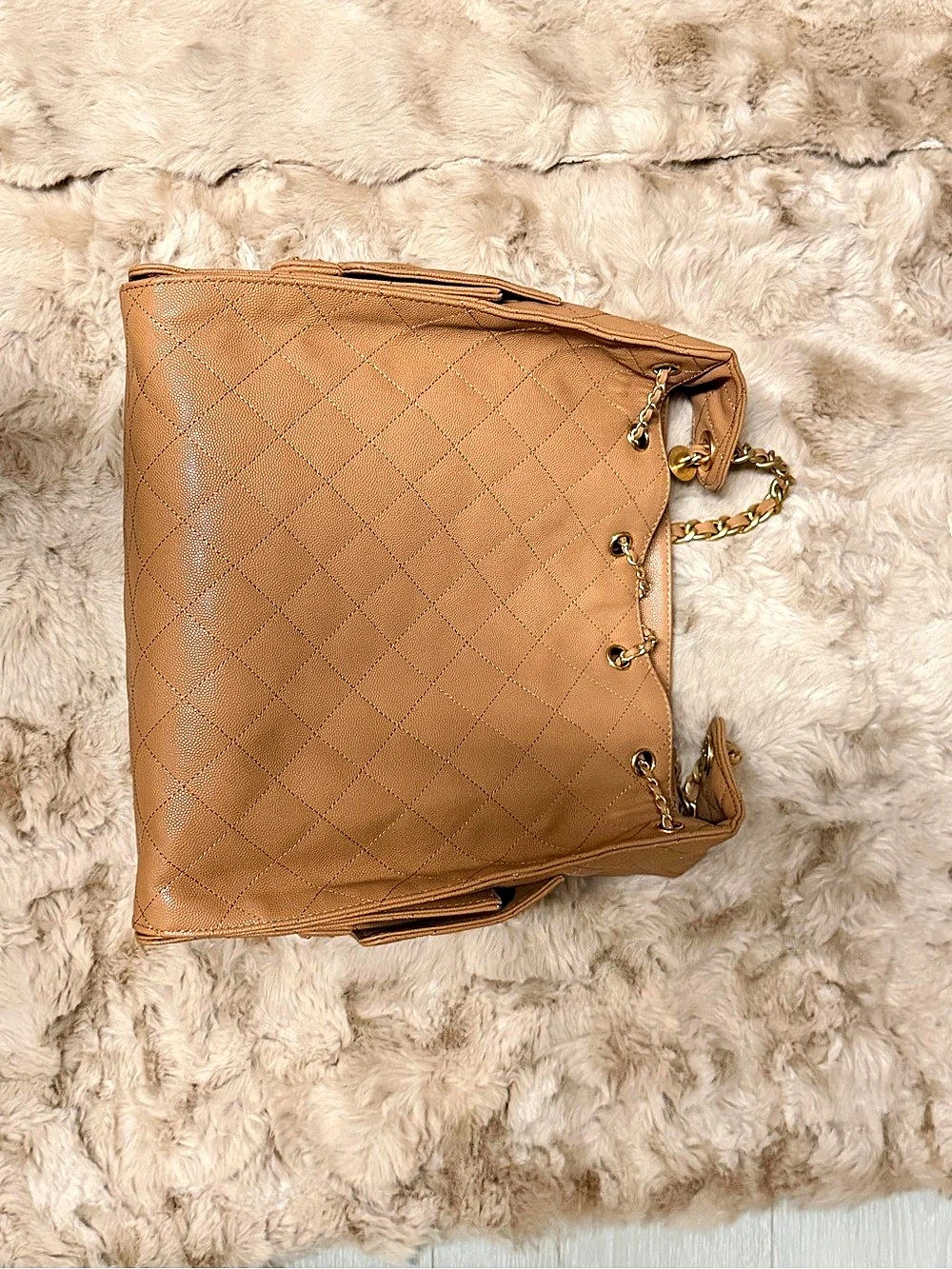 Quilted Tote in Brown Like New